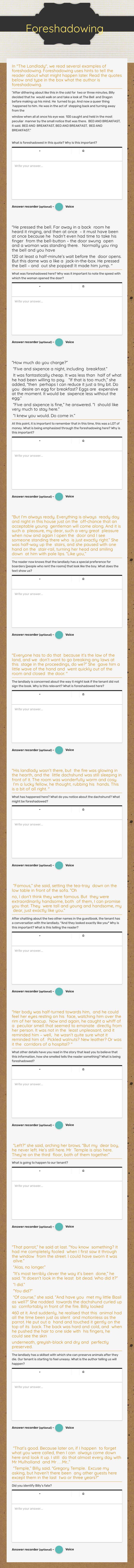 Foreshadowing worksheet preview image