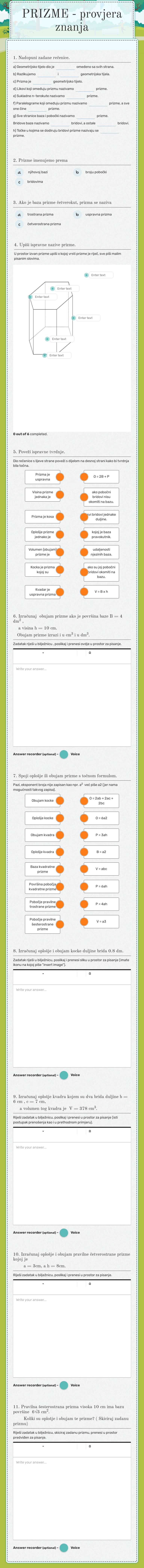 PRIZME - provjera znanja worksheet preview image