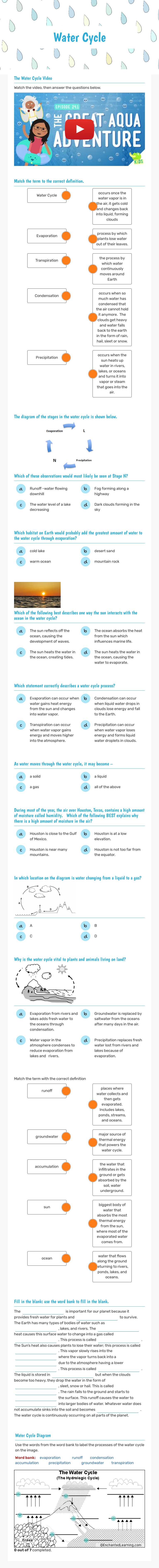 Water Cycle worksheet preview image