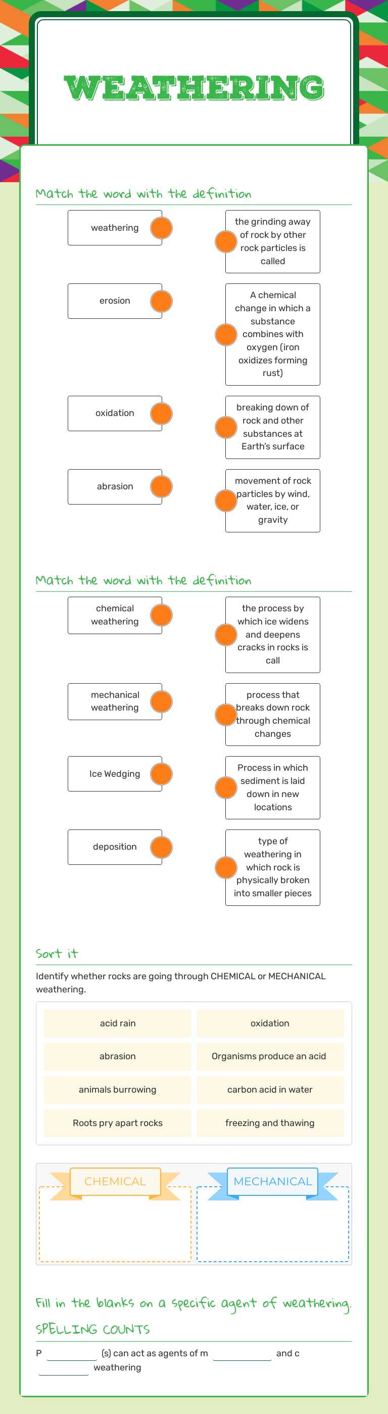 Weathering worksheet preview image