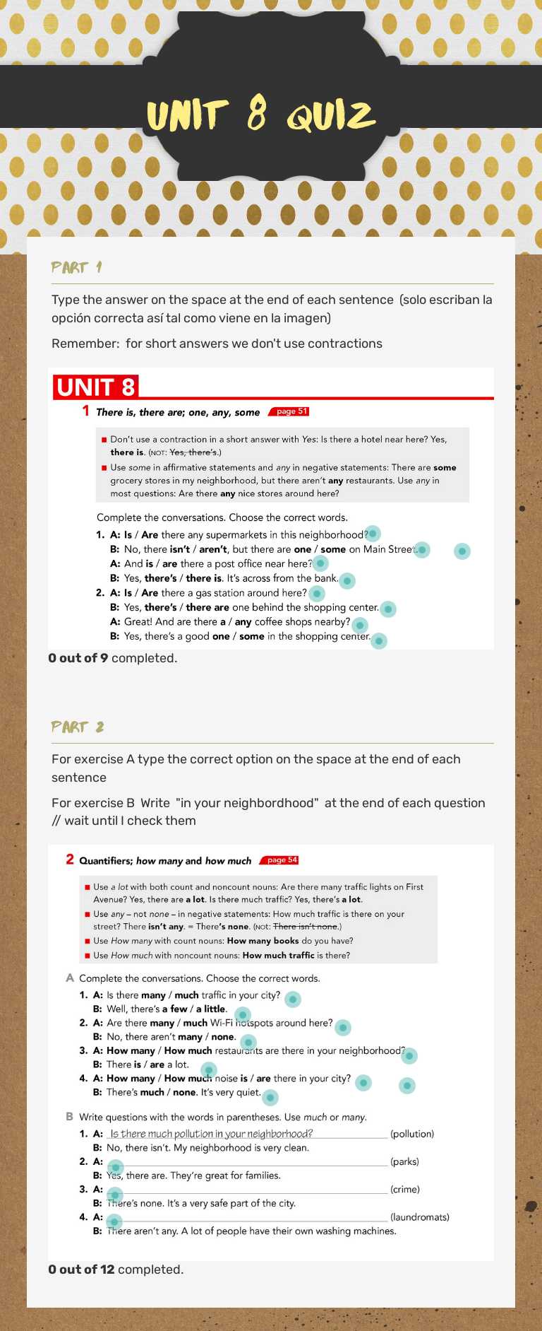 Unit 8 Quiz worksheet preview image