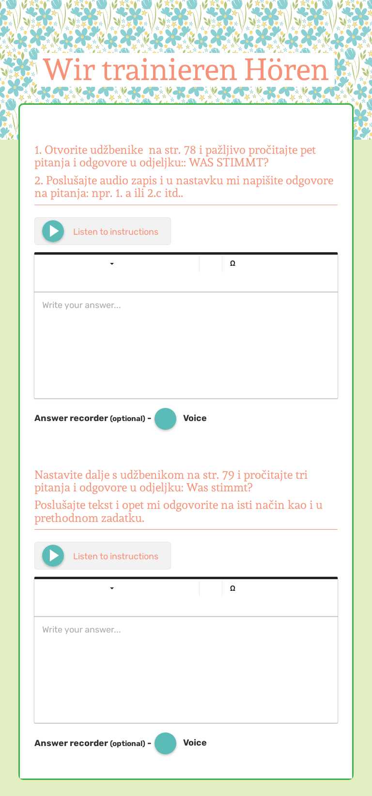 Wir trainieren Hören Grade 7 worksheet preview
