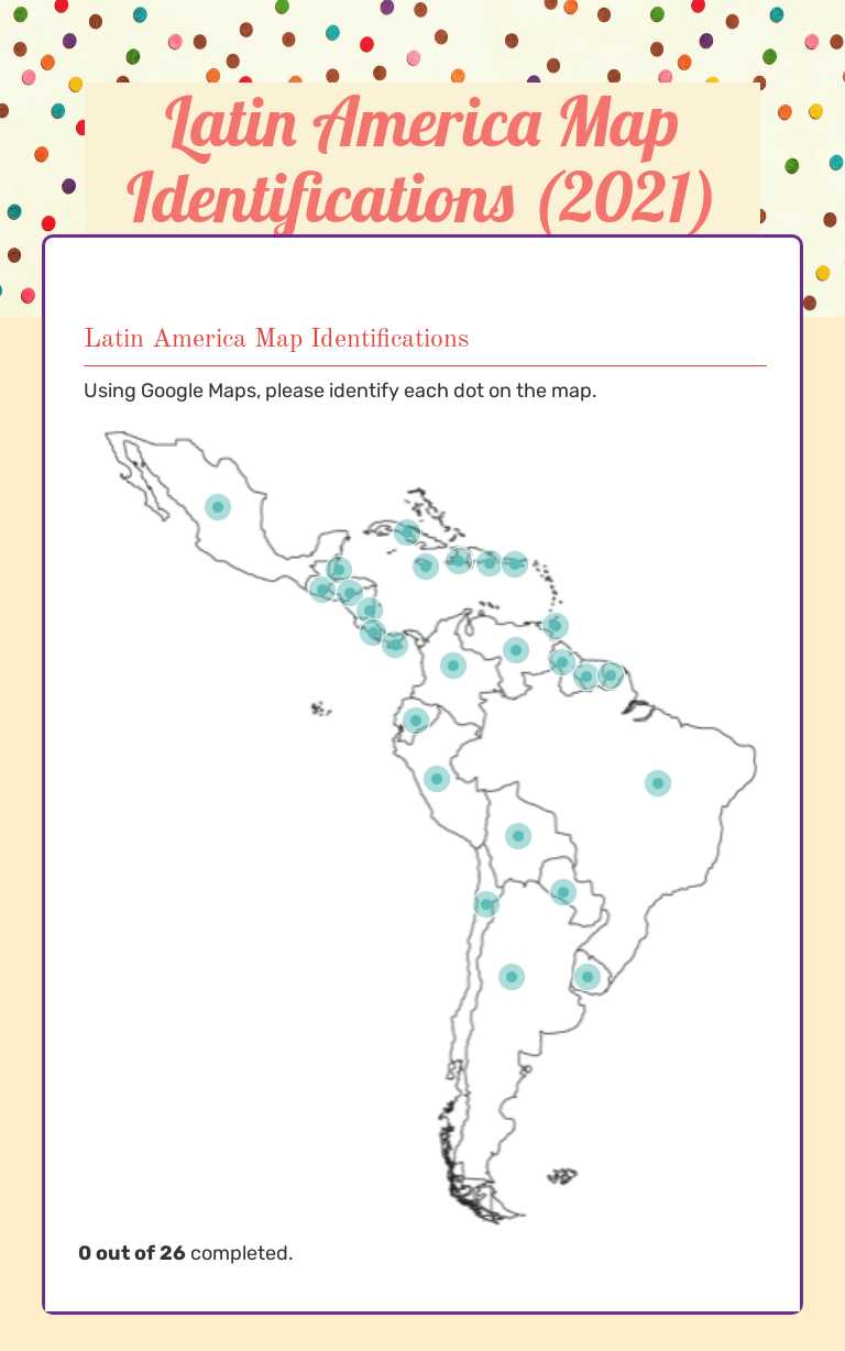 Latin America Map Identifications (2021) worksheet preview image