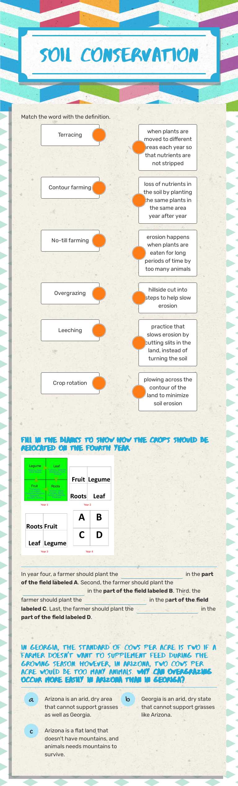 Soil Conservation Grade 6 worksheet preview