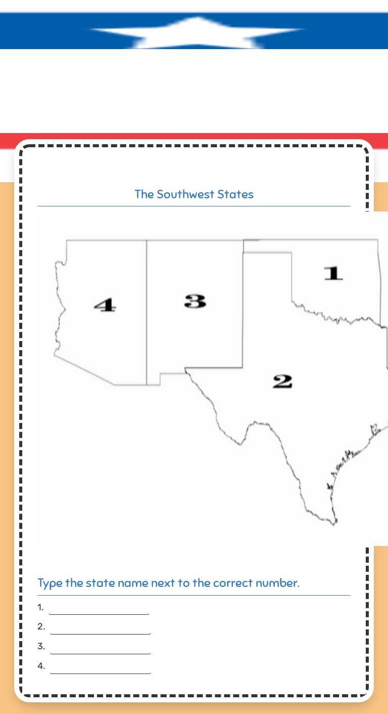 The Southwest States  Practice worksheet preview image