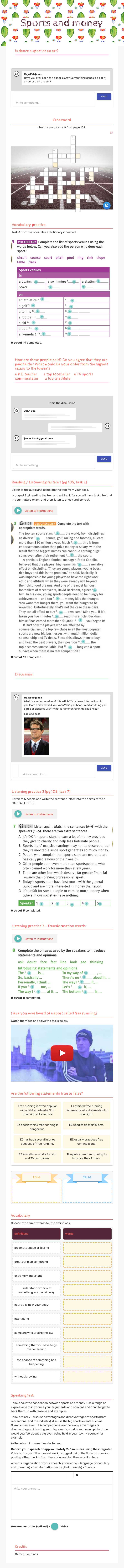 Sports and money worksheet preview image
