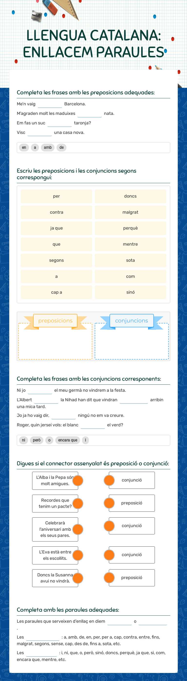 LLENGUA CATALANA: ENLLACEM PARAULES worksheet preview image