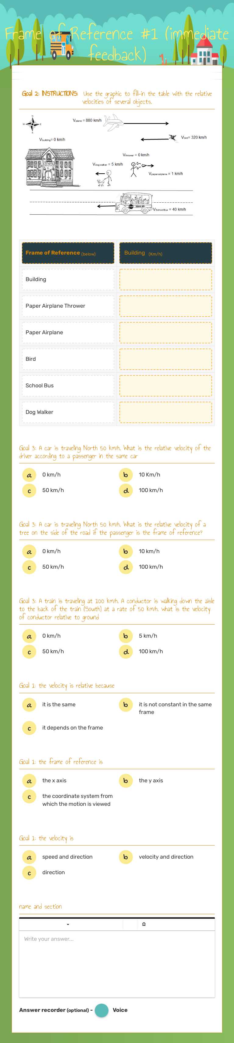 Frame of Reference #1 (immediate feedback) worksheet preview image