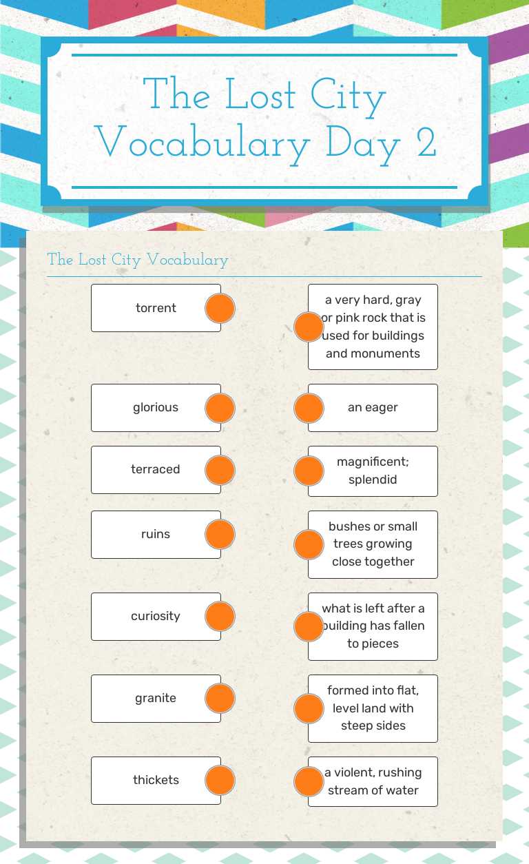 The Lost City Vocabulary Day 2 Grade 4 worksheet preview