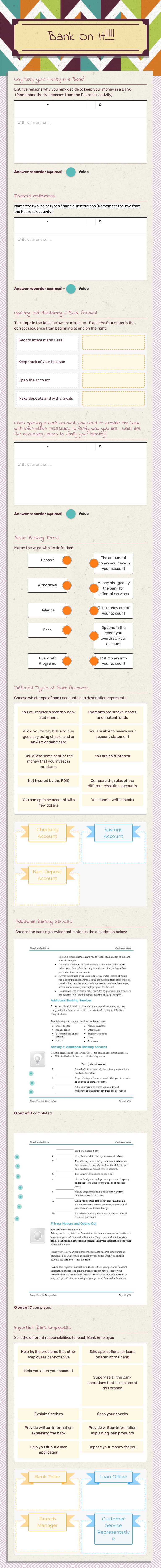 Bank On It!!!!! worksheet preview image