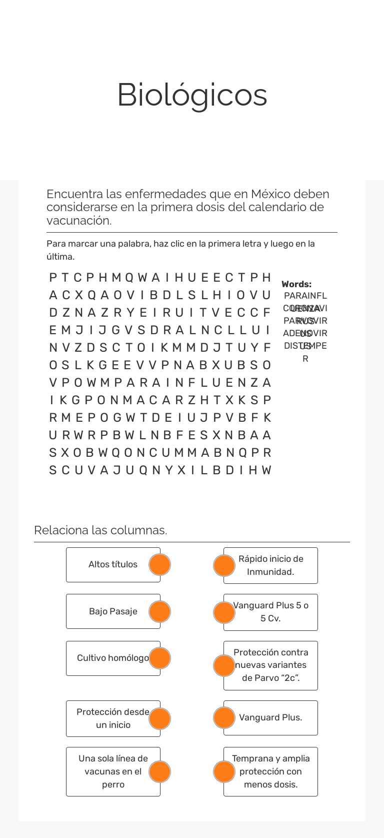 Biológicos worksheet preview image