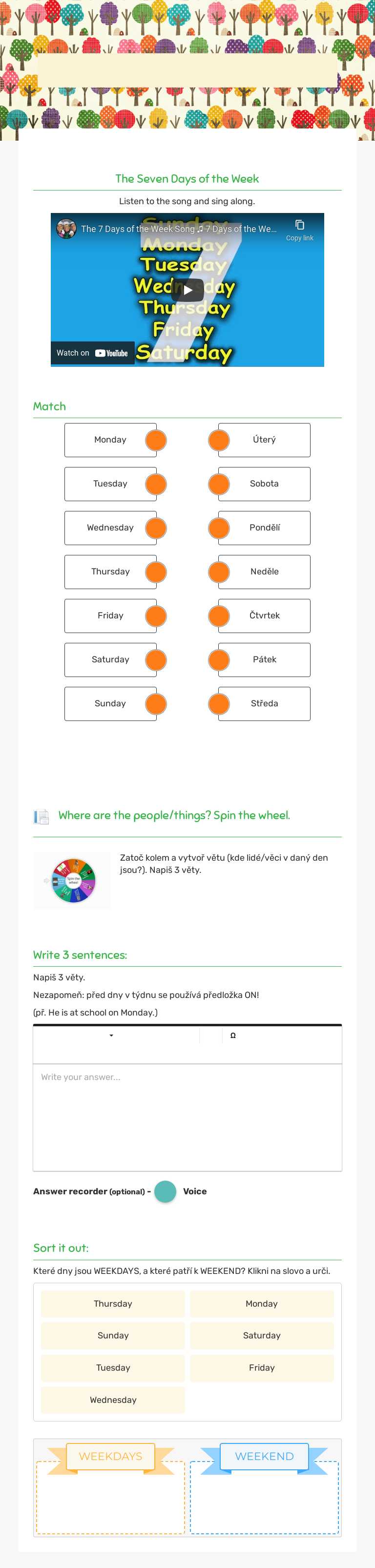 DAYS OF THE WEEK worksheet preview image