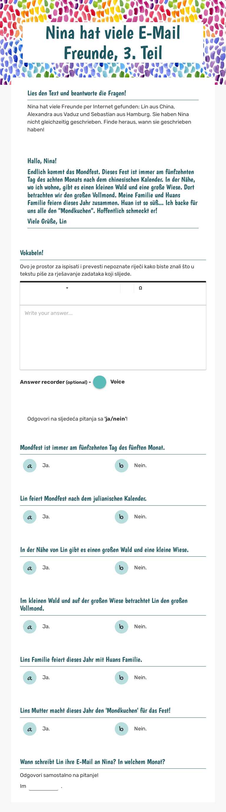 Nina hat viele E-Mail Freunde, 3. Teil worksheet preview image