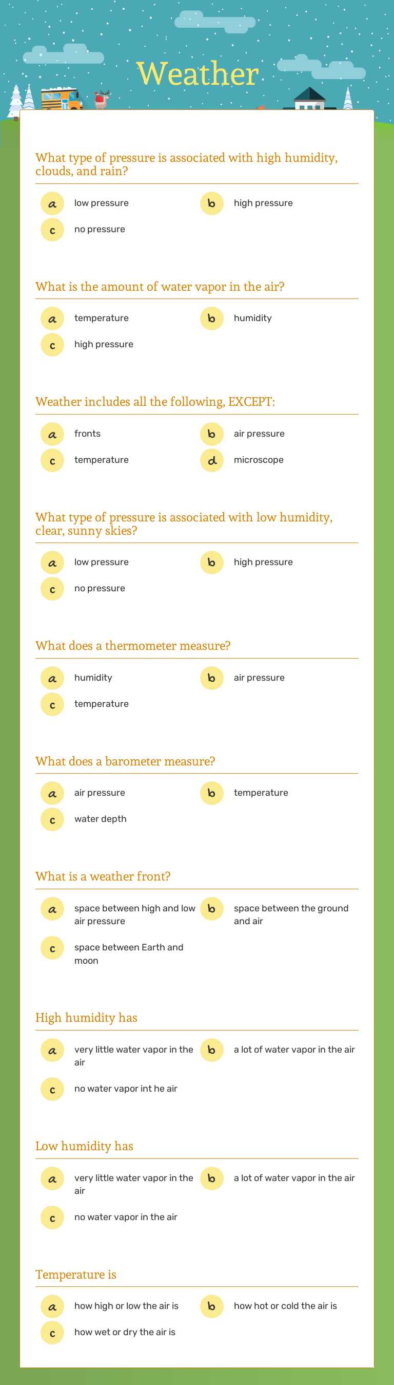 Weather Grade 6 worksheet preview