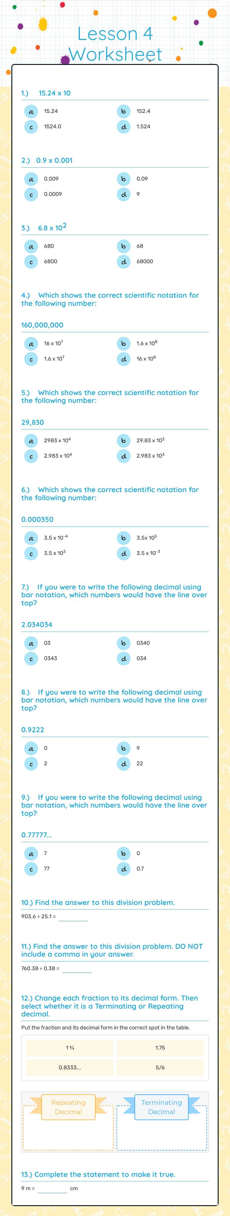 Lesson 4 Worksheet worksheet preview image