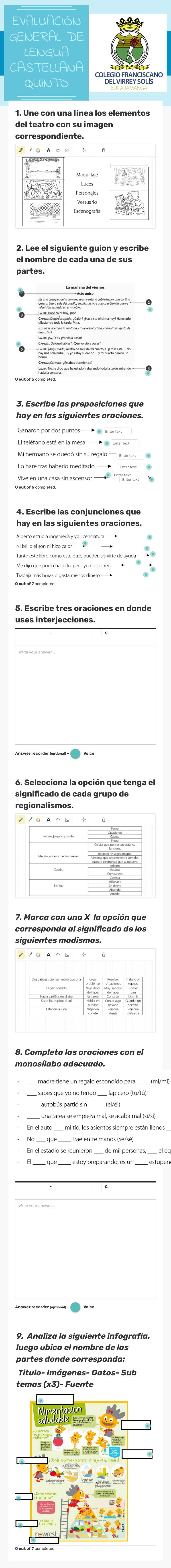EVALUACIÓN GENERAL DE LENGUA CASTELLANA
QUINTO worksheet preview image
