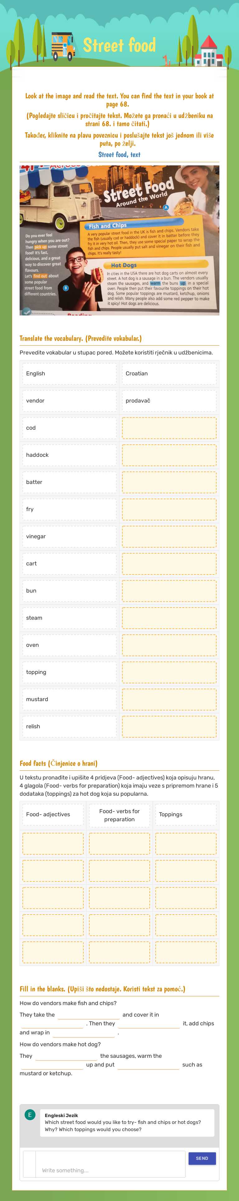Street food Grade 5 worksheet preview