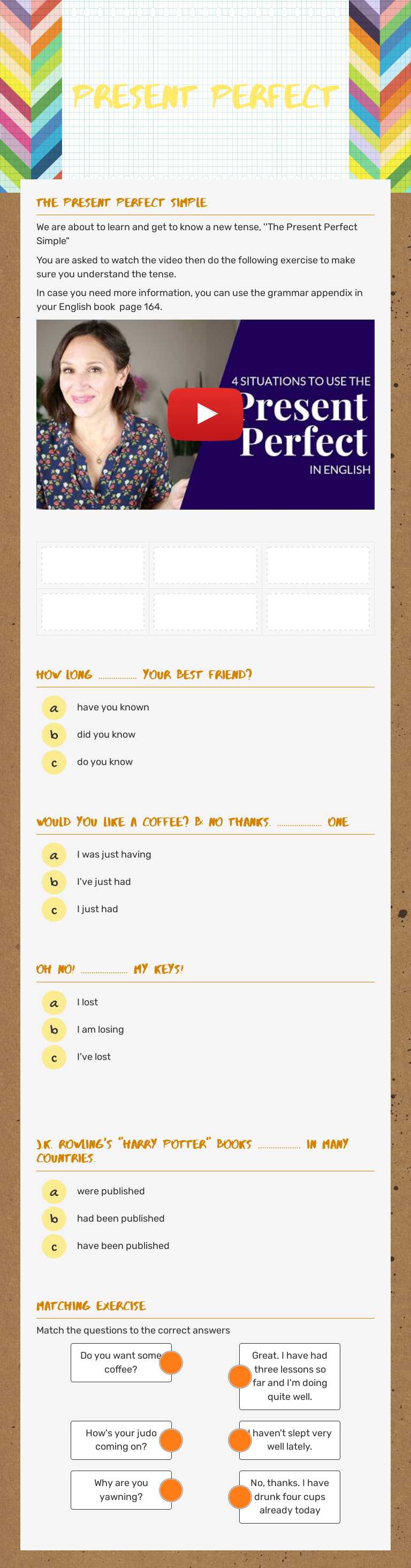 Present Perfect worksheet preview image