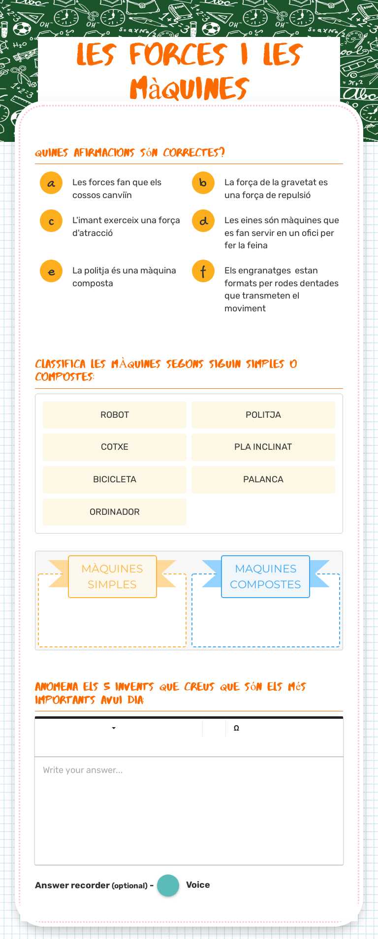 les forces i les màquines Grade 4 worksheet preview