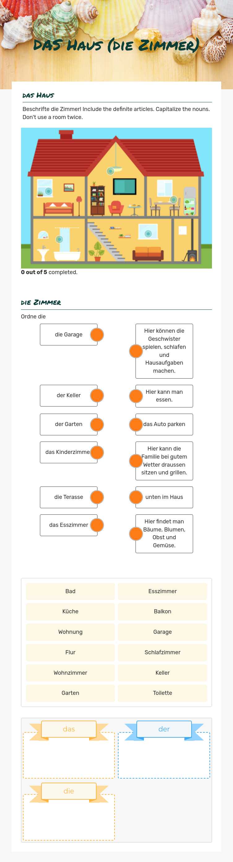 DAS Haus (die Zimmer) worksheet preview image