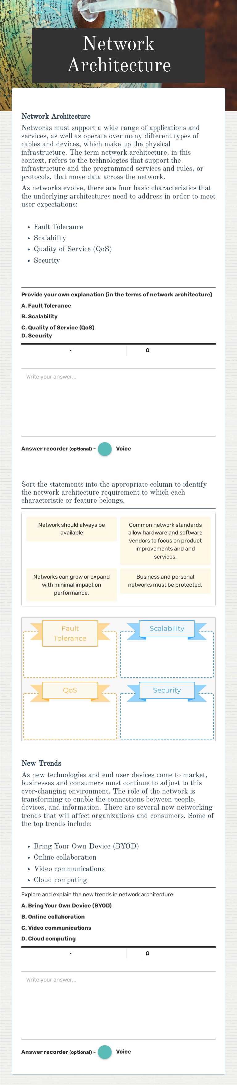 Network Architecture worksheet preview image