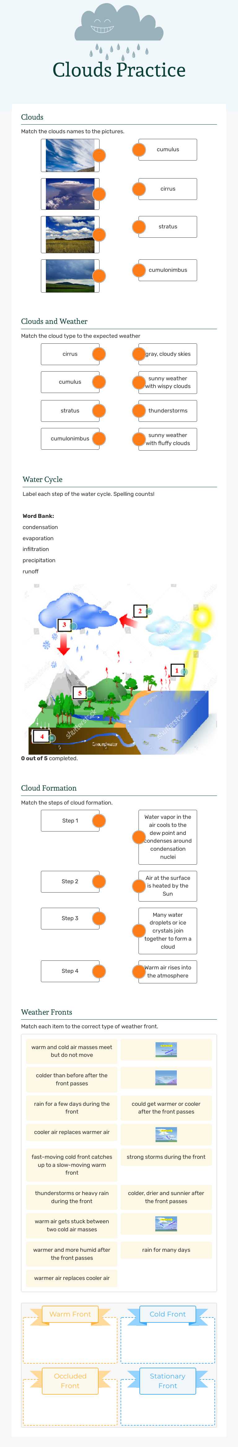 Clouds Practice worksheet preview image