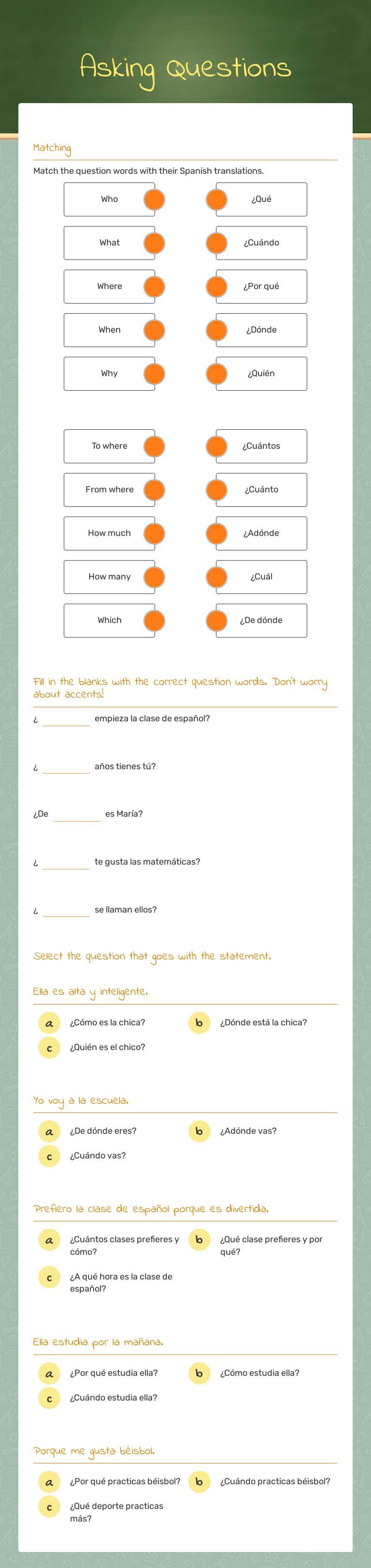 Asking Questions worksheet preview image