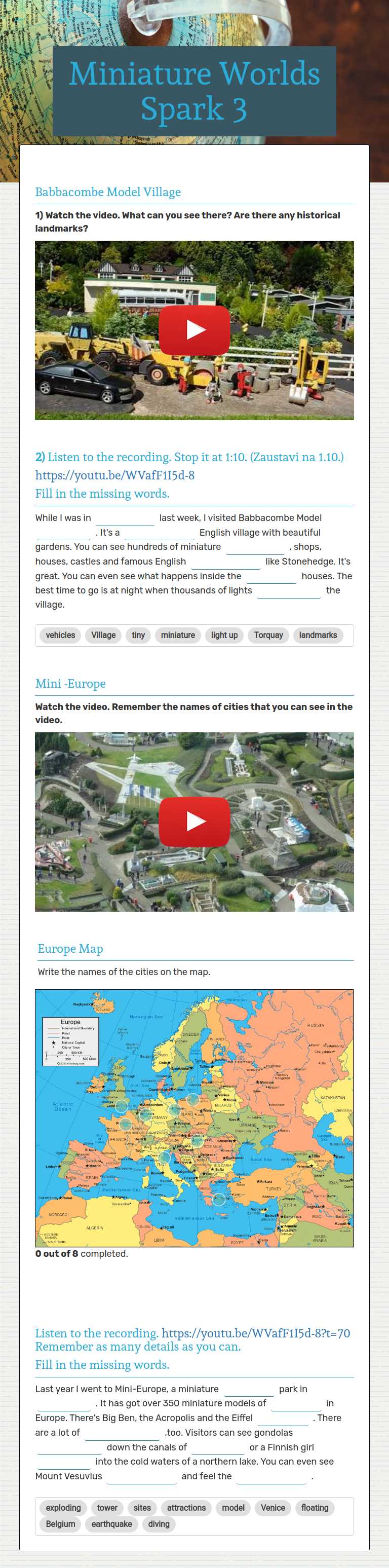 Miniature Worlds Spark 3 worksheet preview image