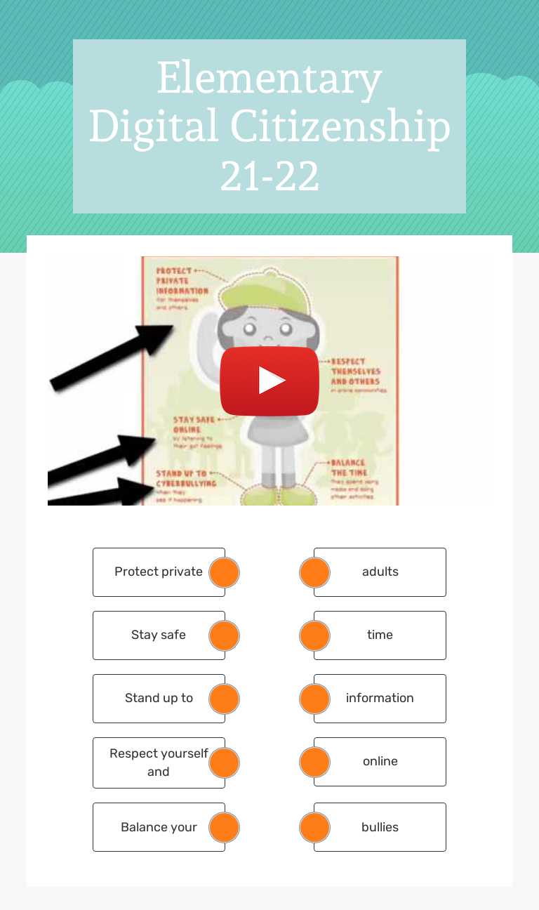 Elementary Digital Citizenship 21-22 Grade 2 worksheet preview