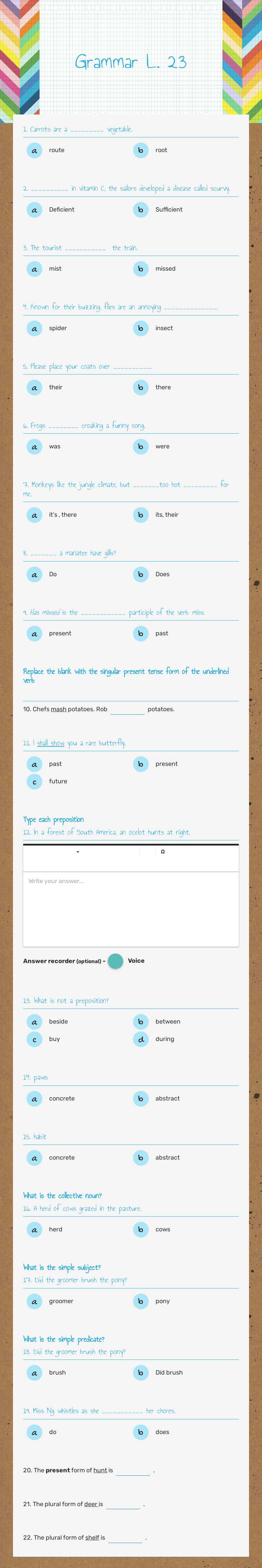 Grammar L. 23 worksheet preview image
