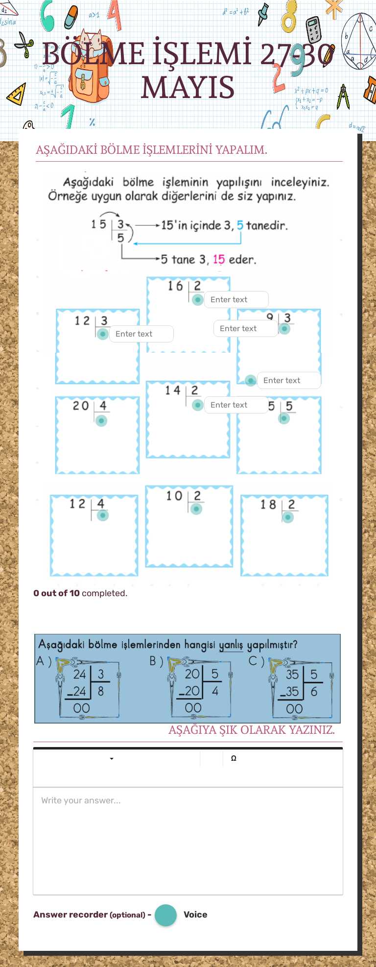 BÖLME İŞLEMİ                   
 27-30 MAYIS worksheet preview image