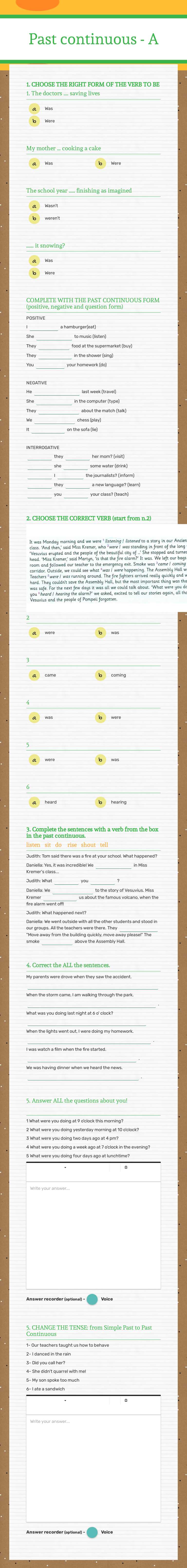 Past continuous - A Grade 8 worksheet preview