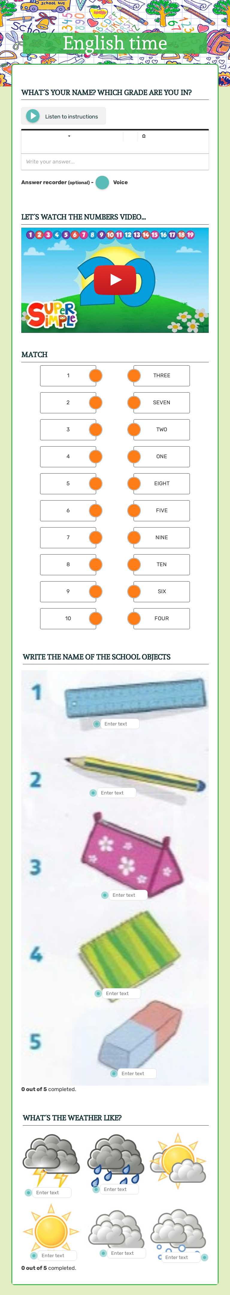 English time Grade 2 worksheet preview