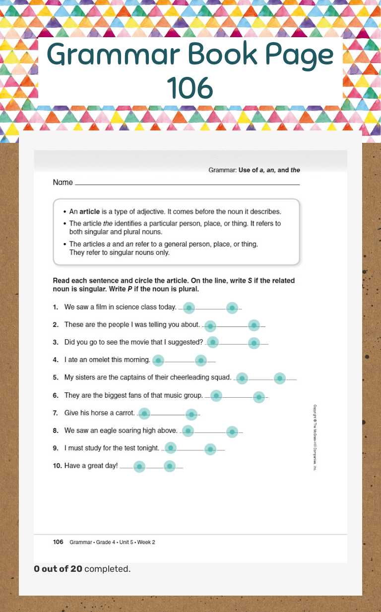 Grammar Book Page 106 worksheet preview image