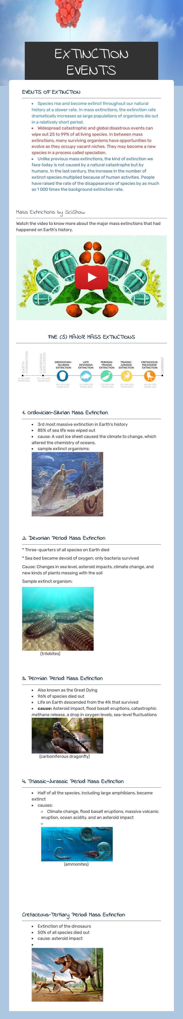 EXTINCTION EVENTS worksheet preview image