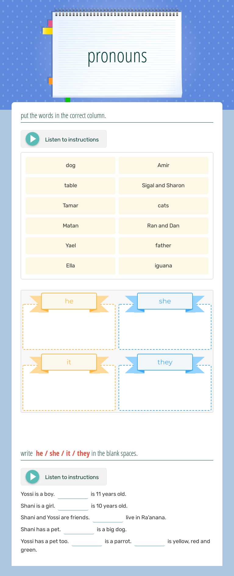 pronouns Grade 5 worksheet preview