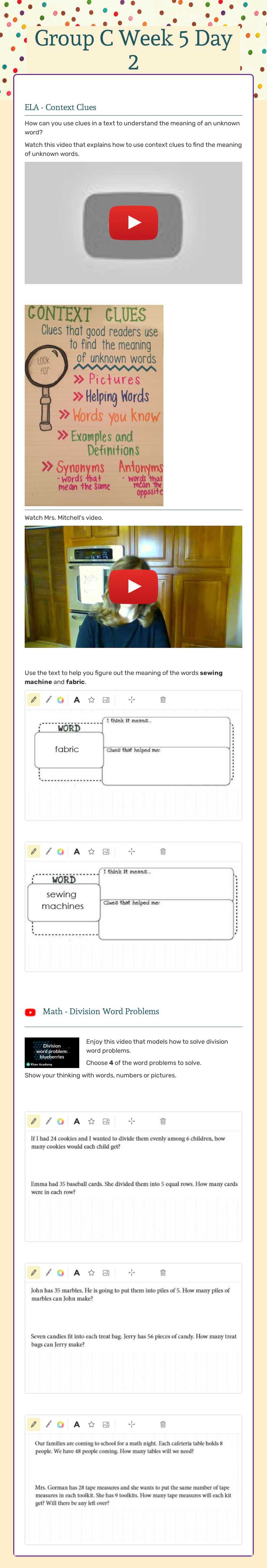 Group C Week 5 Day 2 worksheet preview image
