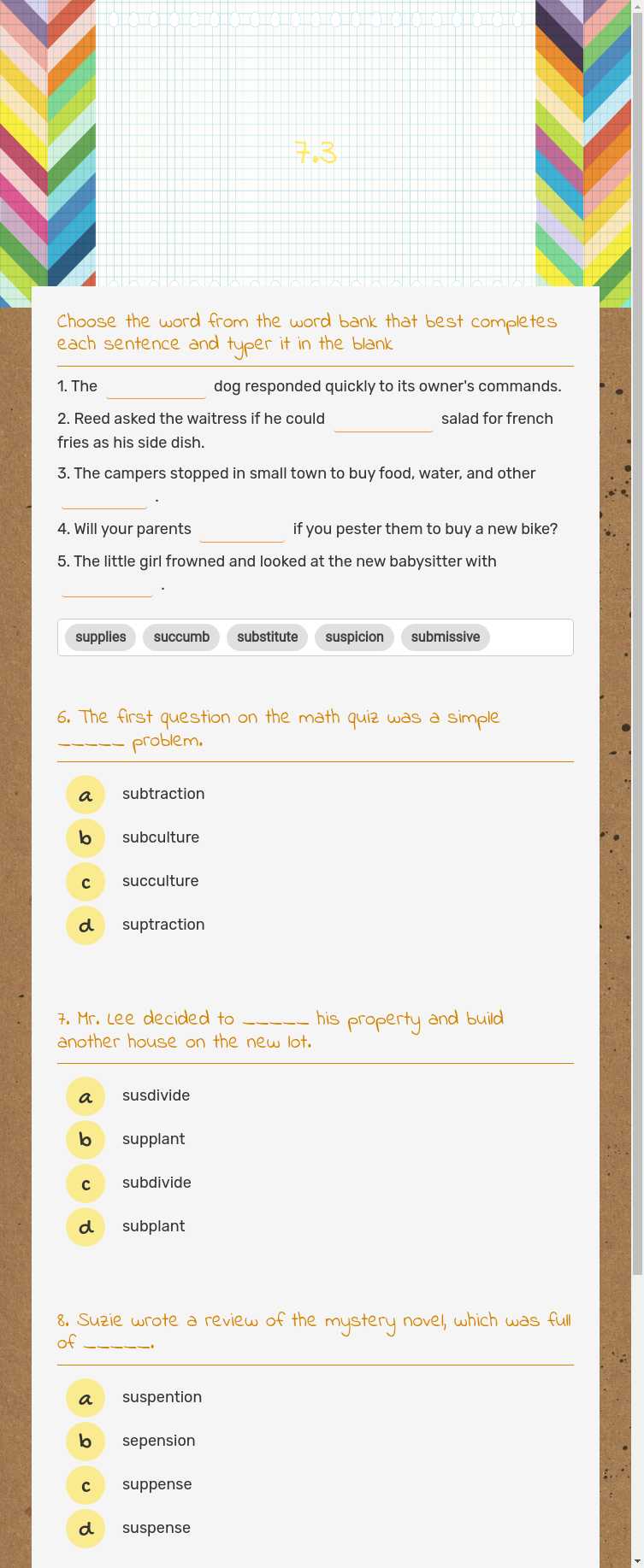7.3 worksheet preview image