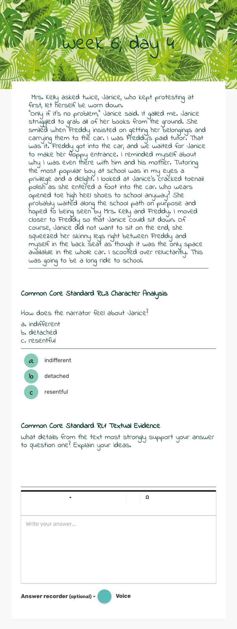 Week 6; day 4 Grade 8 worksheet preview