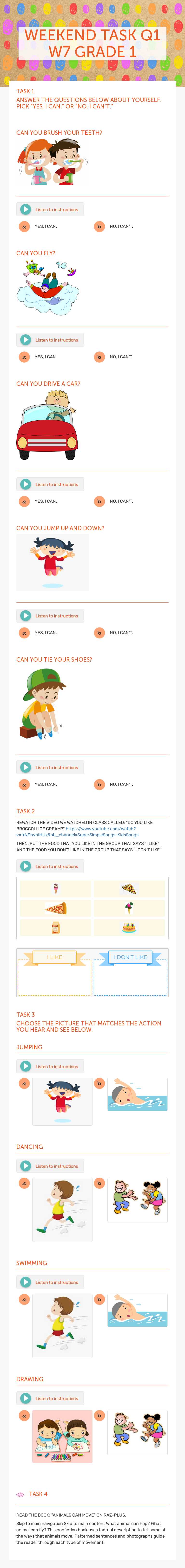 WEEKEND TASK Q1 W7 GRADE 1 worksheet preview image