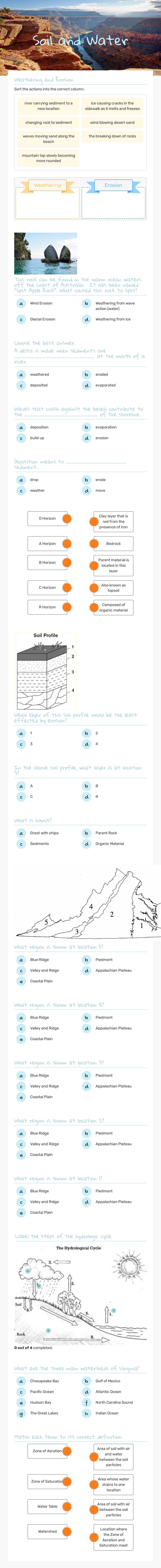 Soil and Water worksheet preview image
