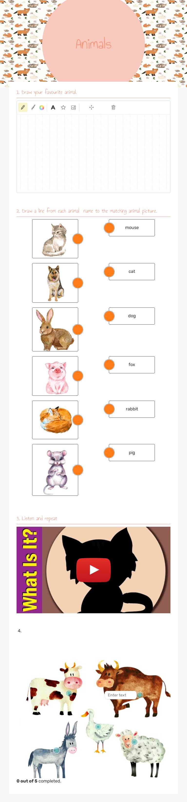 Animals worksheet preview image