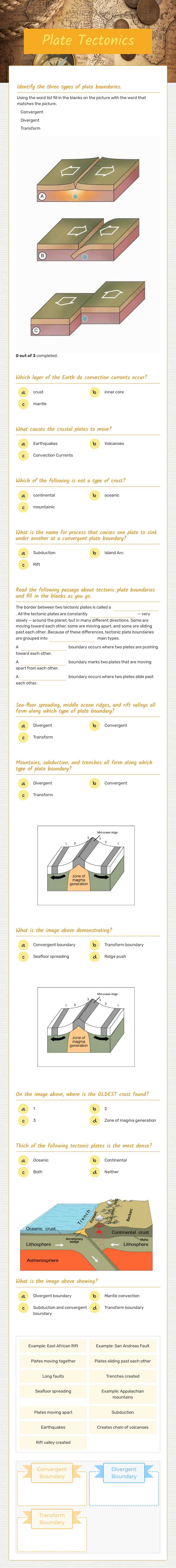 Plate Tectonics worksheet preview image