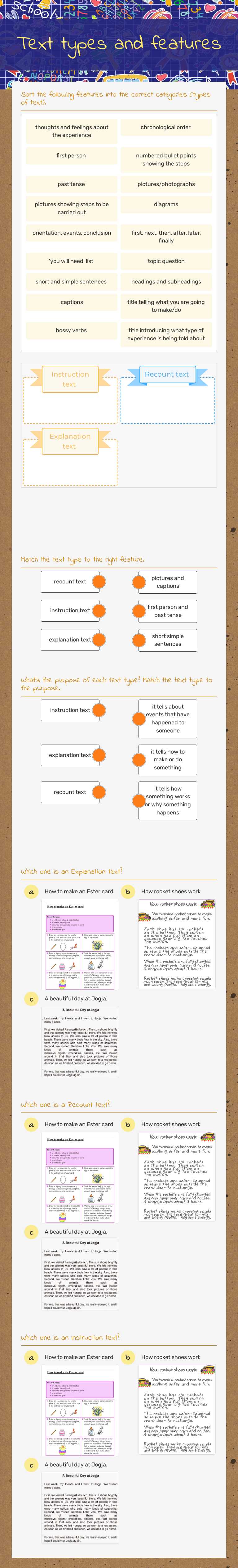 Text types and
 features worksheet preview image