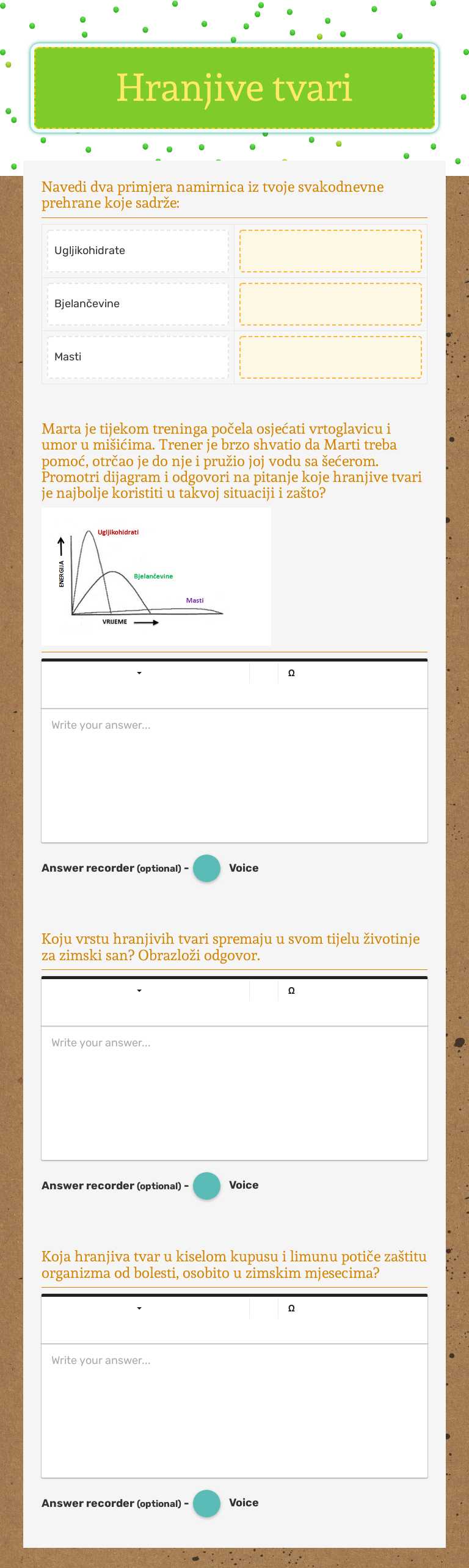 Hranjive tvari worksheet preview image