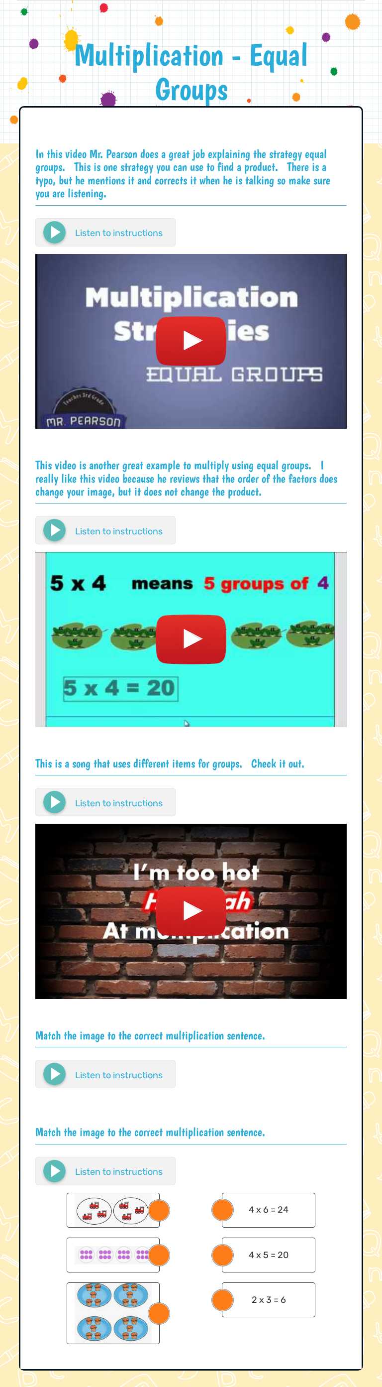 Multiplication -     Equal Groups Grade 3 worksheet preview