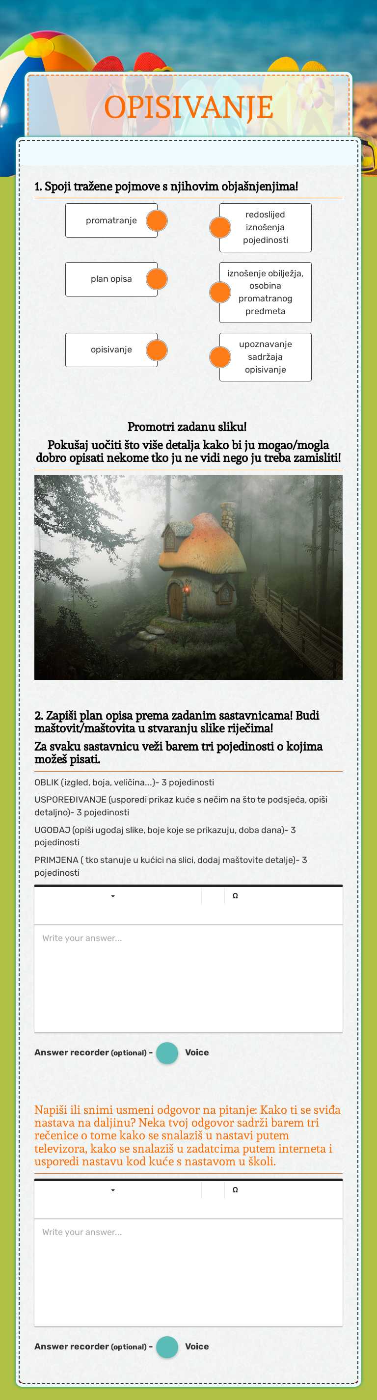 OPISIVANJE Grade 5 worksheet preview