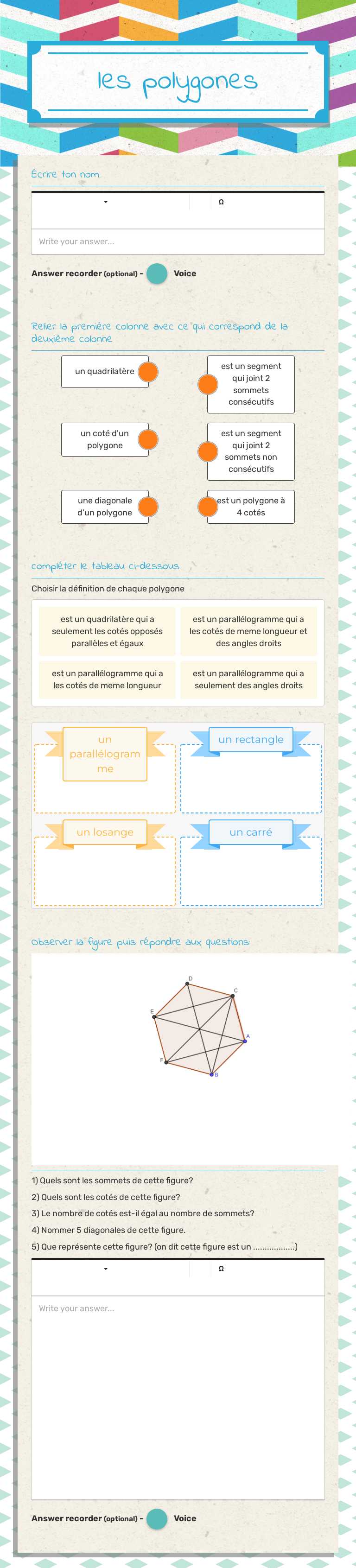 les polygones worksheet preview image