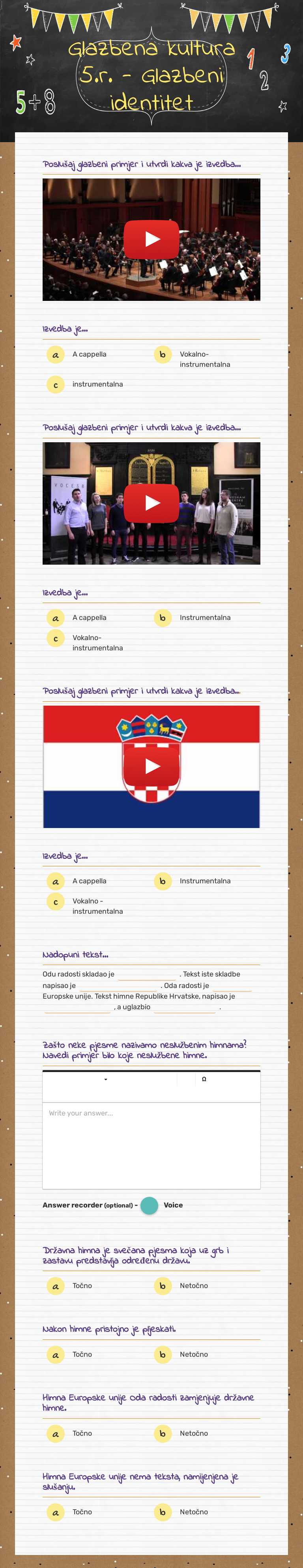 Glazbena kultura 5.r. - Glazbeni identitet worksheet preview image