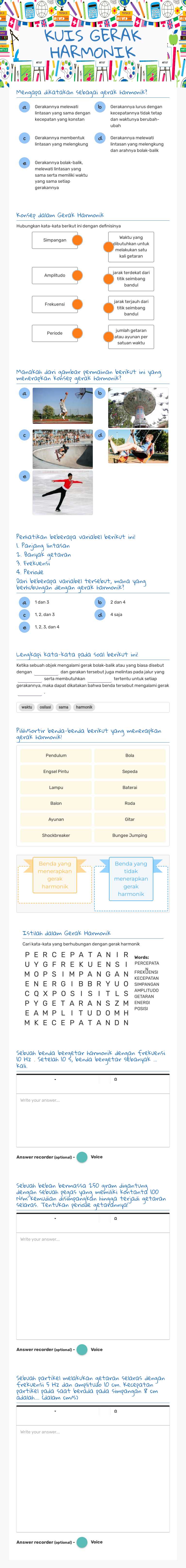 KUIS GERAK HARMONIK worksheet preview image